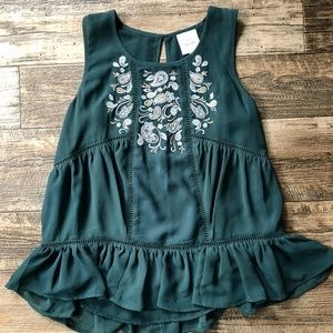 Emerald Embroidered Tank Top